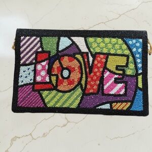 Multicolor Beaded Love Clutch